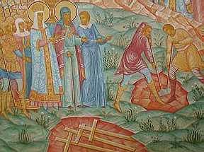 Обретение Креста. Роспись Крестовоздвиженской церкви Толгского монастыря, Ярославль (фрагмент)