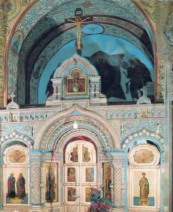 Керамический иконостас церкви Благовещения в с.Новотомниково (1889 г.)