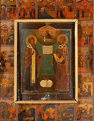 Св. Климент папа Римский и св. Пётр Александрийский. Икона из храма св. Климента Римского в Москве