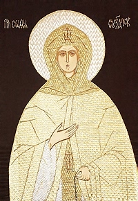 Шитая икона преп. Евфросинии Суздальской из собрания Святейшего Патриарха Алексия II