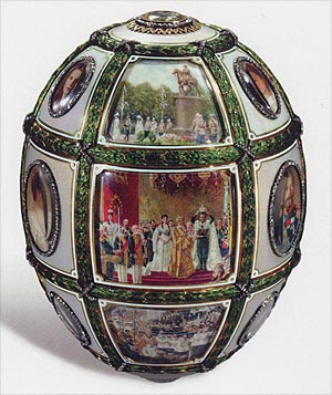 Яйцо «Пятнадцатая годовщина царствования» подарено императором Николаем II супруге, императрице Александре Федоровне на Пасху 1911