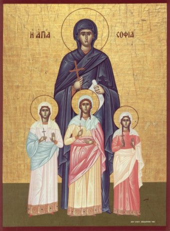 Свв. мцц. Вера, Надежда, Любовь и София (Византийская икона)