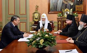 Святейший Патриарх Кирилл встретился с губернатором Ленинградской области А.Ю. Дрозденко