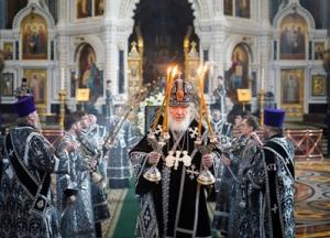 В Великую Среду Святейший Патриарх Кирилл совершил Литургию в Храме Христа Спасителя
