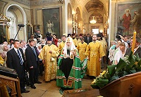 Святейший Патриарх Алексий совершил Божественную литургию и молебен в храме святого пророка Илии в Обыденском переулке