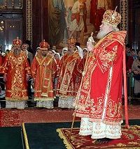 В Храме Христа Спасителя Святейший Патриарх Алексий принял традиционные Пасхальные поздравления