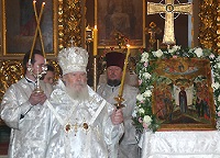 В канун праздника Вознесения Господня Святейший Патриарх совершил Всенощное бдение в храме Вознесения Господня в Строжах у Никитских Ворот