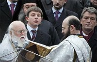 Ющенко вновь отметил праздник Крещения вместе с главой раскольников из «Киевского патриархата»