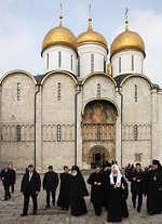 В неделю 2-ю Великого поста Святейший Патриарх Кирилл совершил Божественную литургию св. Василия Великого в Успенском соборе Московского Кремля