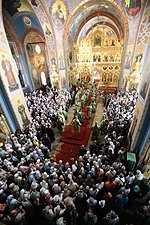 В день памяти преподобных Сергия и Германа, Валаамских чудотворцев, Святейший Патриарх Кирилл совершил Божественную литургию в Спасо-Преображенском соборе Валаамского монастыря