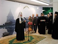 Святейший Патриарх Кирилл возглавил церемонию открытия выставки «Соловки. Голгофа и воскресение» в Храме Христа Спасителя