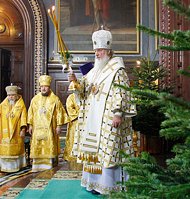 В праздник Рождества Христова Предстоятель Русской Православной Церкви совершил Божественную литургию в Храме Христа Спасителя