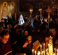 В четверг 1-й седмицы Великого поста Святейший Патриарх Кирилл совершил великое повечерие с чтением канона прп. Андрея Критского в Новоспасском монастыре