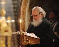 Святейший Патриарх Кирилл молился за утреней Великой среды в Заиконоспасском ставропигиальном мужском монастыре