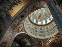 В день памяти преподобных Сергия и Германа Валаамских Святейший Патриарх Кирилл совершил Божественную литургию в верхнем храме Спасо-Преображенского собора Валаамского монастыря