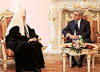 Состоялась встреча Святейшего Патриарха Кирилла с Президентом Армении Сержем Саргсяном