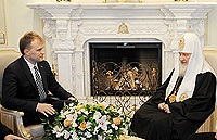Состоялась встреча Святейшего Патриарха Кирилла с Президентом Приднестровья Евгением Шевчуком