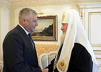 Святейший Патриарх Кирилл принял министра внутренних дел России В.А. Колокольцева