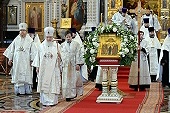 В канун праздника Вознесения Господня Святейший Патриарх Кирилл совершил всенощное бдение в Храме Христа Спасителя
