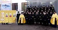 В Северодвинске освятили походный храм для подводного крейсера «Владимир Мономах»