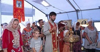 Впервые для беженцев в ПВР Донецка (Ростовская область) совершена Литургия в храме-часовне