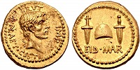 На аукцион выставлена редчайшая монета, отчеканенная Брутом в честь убийства Цезаря