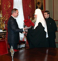 Состоялась встреча Святейшего Патриарха с губернатором Ульяновской области С.Морозовым и мэром Ульяновска С.Ермаковым