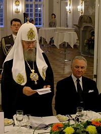 Патриарх Алексий и Президент Арнольд Рюйтель обменялись речами на приеме в Кадриоргском дворце