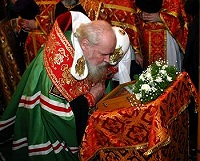 В день памяти св. Варвары Святейший Патриарх совершил молебен в храме преп. Илии Муромца и св. Варвары при гарнизоне штаба РВСН в поселке Власиха