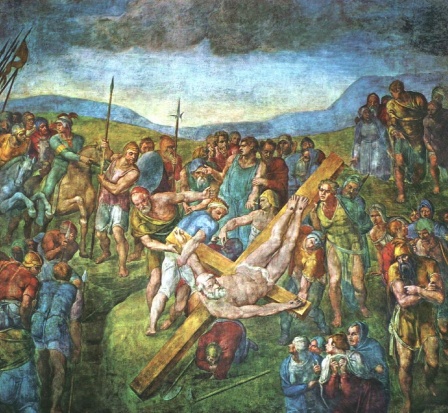 Распятие Петра, фреска Микеланджело