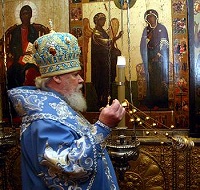 В день Благовещения Пресвятой Богородицы Святейший Патриарх совершил Божественную литургию и молебен в Благовещенском соборе Московского Кремля