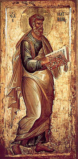 Евангелист Матфей, икона XVв.
