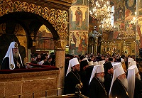 В Патриаршем Успенском соборе совершен благодарственный молебен посвященный благоуспешному завершению трудов Архиерейского Собора Русской Православной Церкви и празднованию 1020-летия Крещения Руси