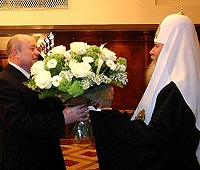 В Храме Христа Спасителя Святейший Патриарх Алексий принял поздравления с Днем тезоименитства