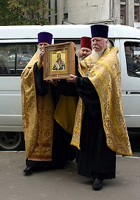 Святейший Патриарх возглавил торжественную встречу иконы св. праведного воина Феодора Ушакова в Штабе Дальней авиации ВВС России