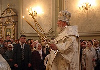 В праздник Вознесения Господня Святейший Патриарх совершил Божественную литургию в храме «Большое Вознесение»