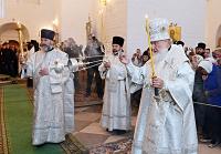 Предстоятель Русской Церкви совершил всенощное бдение в Преображенском соборе Соловецкого монастыря