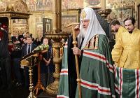 В Прощеное воскресенье Предстоятель Русской Церкви совершил Литургию в Успенском соборе Московского Кремля
