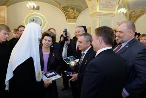 В Храме Христа Спасителя состоялся прием по случаю празднования Дня славянской письменности и тезоименитства Святейшего Патриарха Кирилла