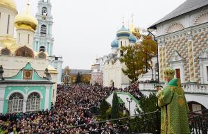 Слово Святейшего Патриарха Кирилла в день преставления прп. Сергия Радонежского с балкона Патриарших покоев Троице-Сергиевой лавры