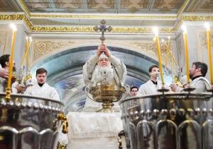 В праздник Крещения Господня Святейший Патриарх Кирилл совершил Литургию в Богоявленском кафедральном соборе г. Москвы